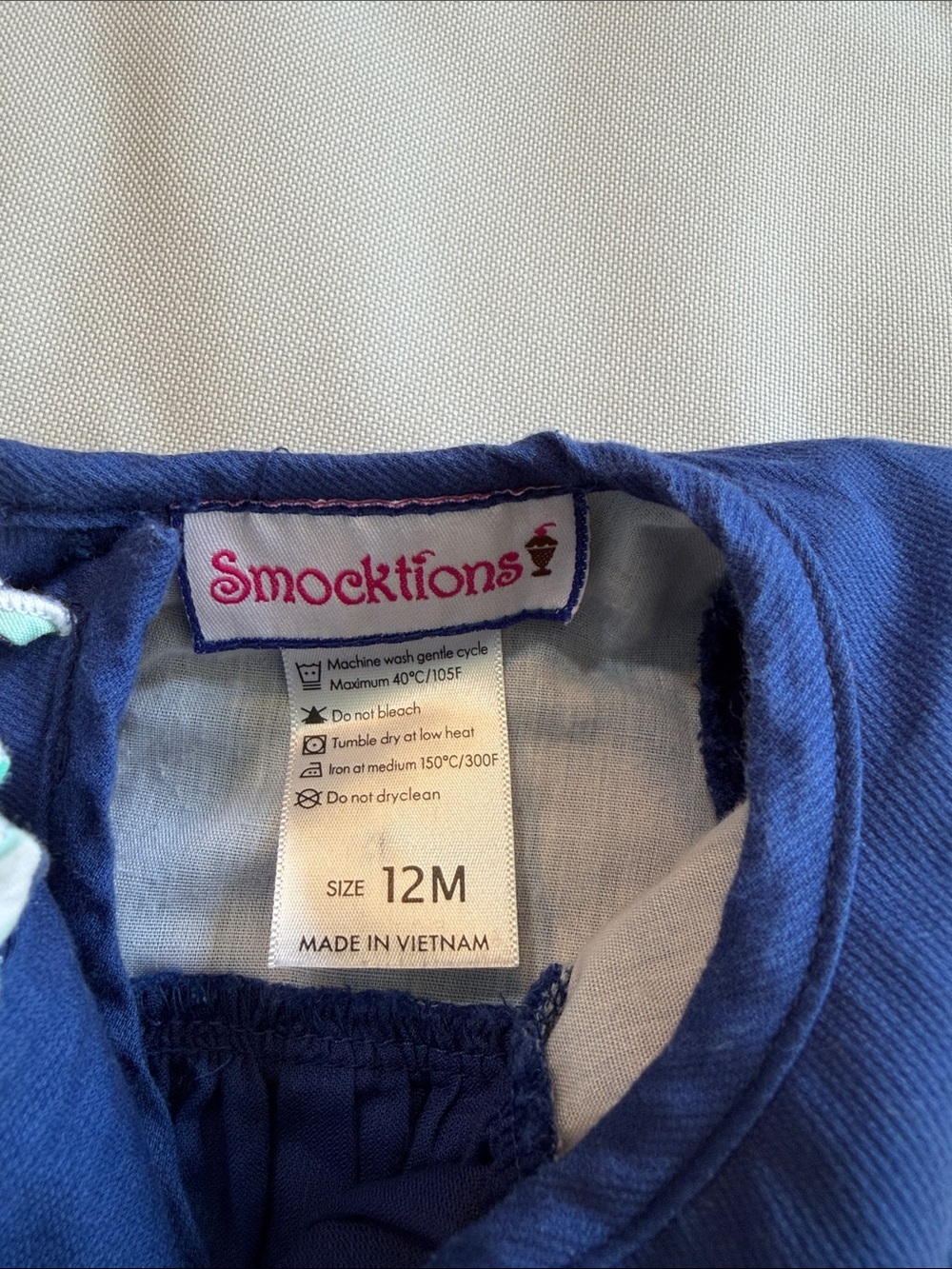 Smocktions Navy Blue Ruffle-Yoke Casual Dress for Babies - Picture 2 of 8
